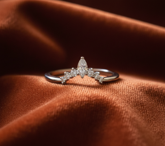 Chevron diamond band on rust orange velvet